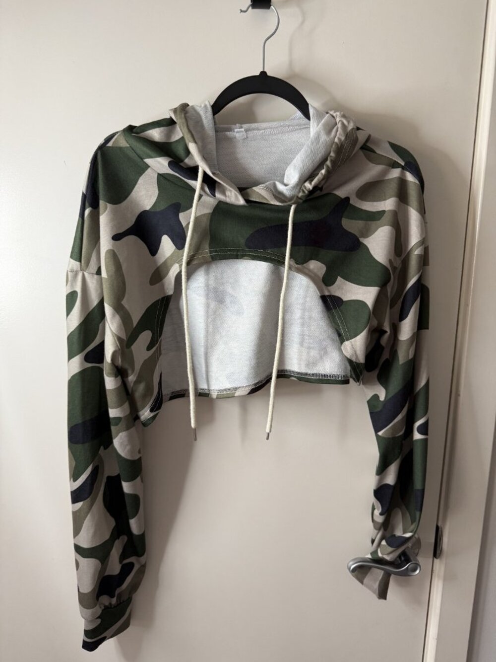 Green Camo Cropped Hoodie